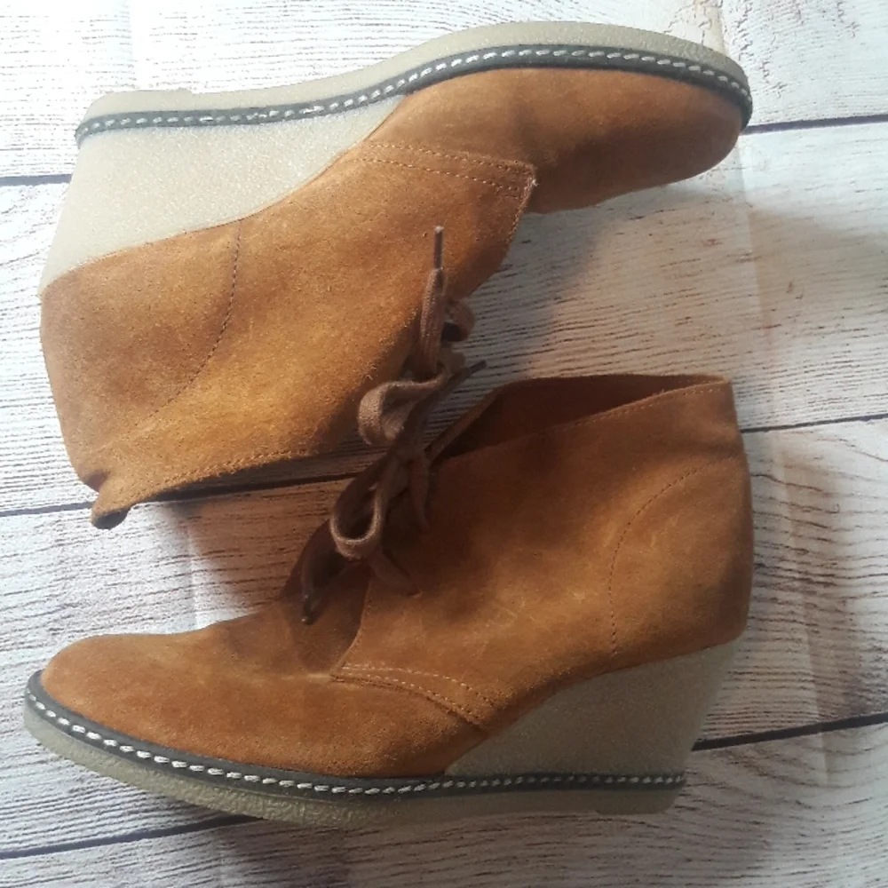 J. Crew made in Italy suede wedge booties size 7